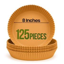 AAFEEN 125 Pcs Round Air Fryer Liners 8 Inch - Disposable Airfryer Basket - Non-Stick & Oil Proof Baking Liner for Oven Pan - Air Fryer Paper for Baking, Roasting Microwave