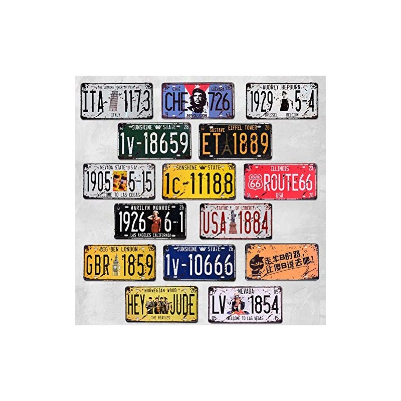 license plate antique tin retro plate vintage look Pellforia ROUTE