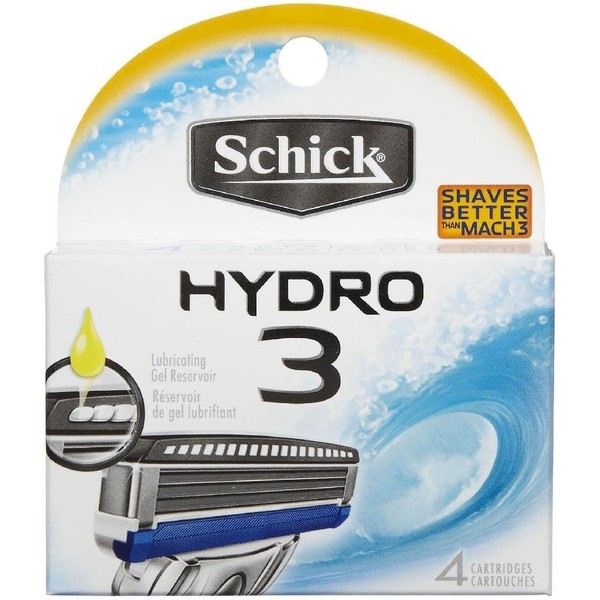 Schick Hydro 3 Blade Razor Cartridge Refill-4 Ct