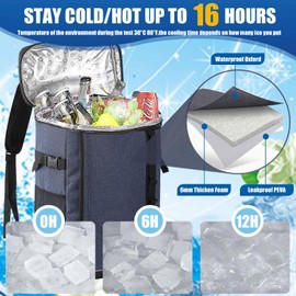 Bagtopia Camping Cooler Backpack 30 Cans, Leak Proof Insulated Compartments Thermal Bag, Portable Lightweight Beach Travel Trip Picnic Camping Lunch Backpack for Men and Women, Blue