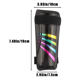 Football Shin Pads | Impact Protection Kids Shin Pads | Non Slip Double Adjustable Straps Soccer Shin Pads Boys Girls | Glitter Rainbow Shin Pads Kids 5-12 years (Black)