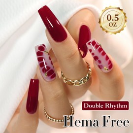 Double Rhythm 0.50 OZ Gel Polish Hema Free Same Color Same Bottle Golden Round Translucent Neutral Natural Milky 15 ML Jelly UV Polish Art DIY at Home (Dark Burgundy-C1563)