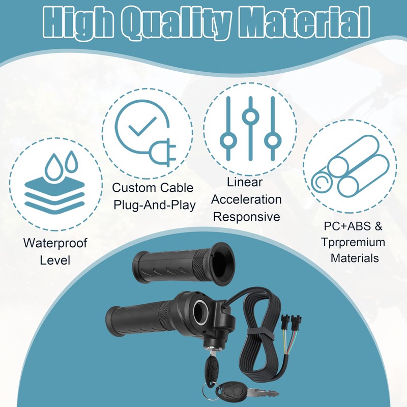 Full Twist Throttle Grip with 2 Keys,Fits