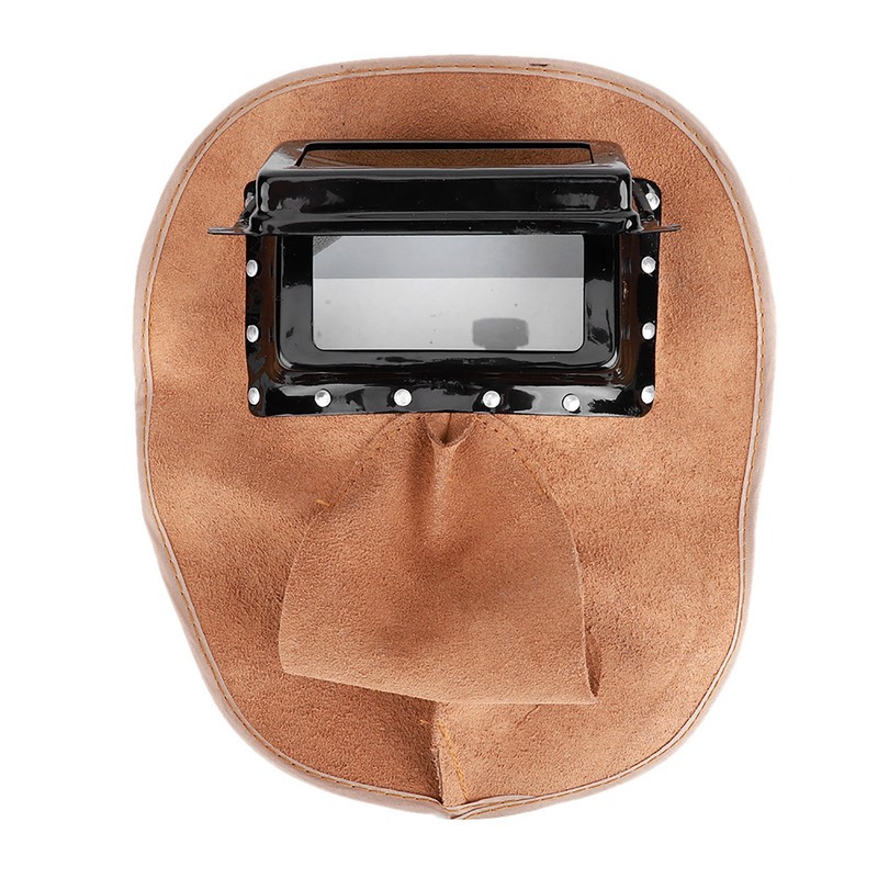Head‑Mounted Cowhide Welding Helmet Cap Dual Lens Anti‑Spatter Heat Insulation