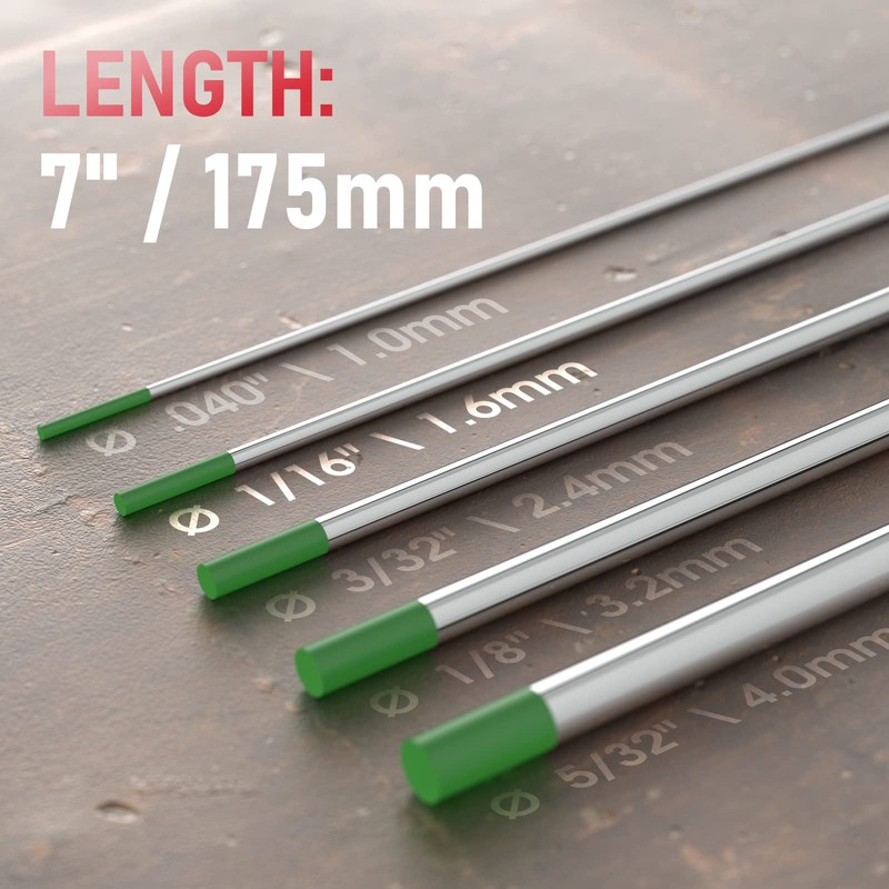 YESWELDER TIG Welding Tungsten Electrode Pure Tungsten 1/16" x 7"