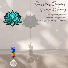 GIFTELIX Suncatcher Ornament - Lotus Flower Birthday Gift for Mom Grandma Daugher - Unique Hanging Home Decor for Women - Crystal Suncatcher Ornament for Window Rainbow Maker