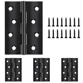 Yeepeo 4 Pcs Door Hinges 100mm × 70mm,Black Stainless Steel Hinges for Wood, Butt Hinges for Internal External Doors with 32 Pcs Screws for Gate, Windows, Closet, Drawer, Boxes