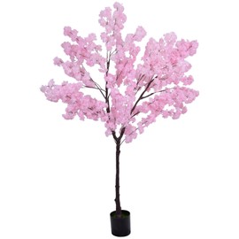 Artificial Cherry Blossom Tree 6.5ft, Faux Cherry Blossom Tree Fake Pink Cherry Tree for Wedding Office Home Living Room House Garden Indoor Outdoor Decor