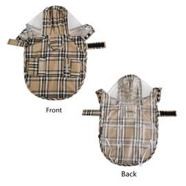 Dog Waterproof Raincoat with Poncho Hoodie, High Reflective Adjustable Yellow Pet Rain Jacket with Leash Hole for Small Medium and Large Dogs (Khaki, X-Large)