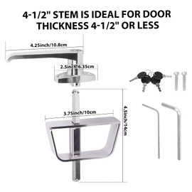 Shed Door Latch L-Handle Lock Kit with 4 Keys, BTEOBFY 4-1/2" Stem Storage Barn Shed Door Hardware Lock Set for Playhouses, Chicken Coops, Camper (Silver)