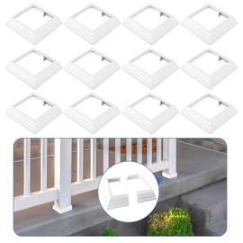 JarThenaAMCS 12Pcs Vinyl Post Skirt 4 x 4 Inch White Post Base Cover Split Style Vinyl Fence Post Sleeve Reusable Column Wraps Post Trim for Porch Fence Deck Stairs Rails