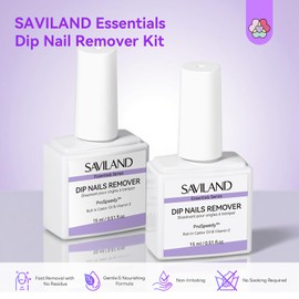 SAVILAND Essentials Dip Nail Remover Kit: 2Pcs Dip Powder Removal Gentle Easy Remove Dip Nails With Cuticle Oil Nail File Gel Remover No Soaking Wrapping Home Use 15ml