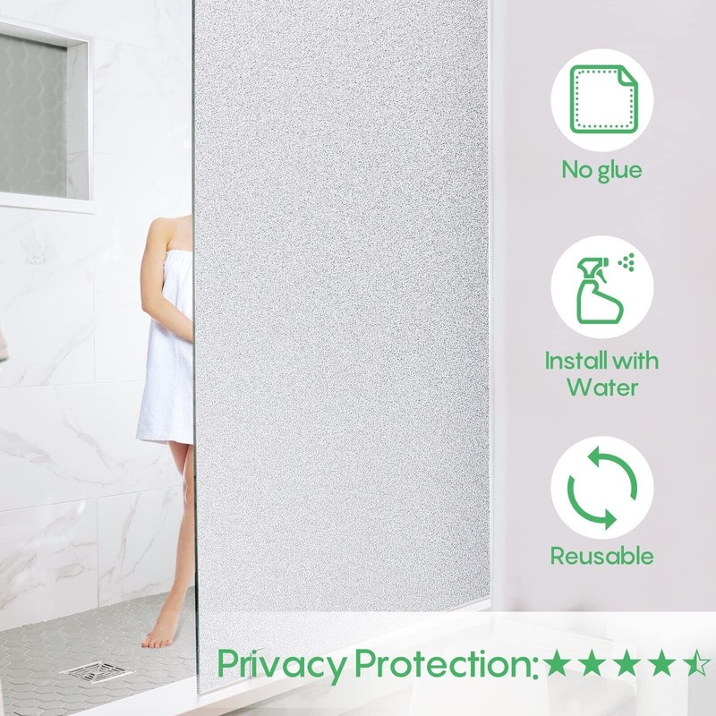 Coavas Window Privacy Film Sun Blocking Frosted Glass Window Clings