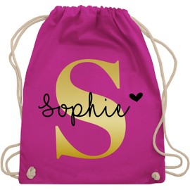 Geschenk mit Namen personalisiert by Shirtracer - Gym Bag Backpack - Initials - Name Gift, 06 Fuchsia