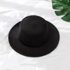 Black Fedora Flat Hat Classic Wide Brim Cap Panama Style