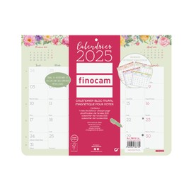 Finocam 2025 Wall Calendar with Magnet for Writing 1 Month to Page January 2025 - December 2025 (12 Months) French