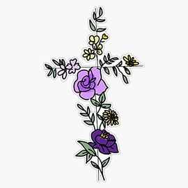 EB Store Flower Cross Vinyl Waterproof Sticker Decal Car Laptop Wall Window Bumper Sticker 5'', EBSTORE-STICKERS-450