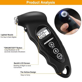 GODESON Digital Tire Pressure Gauge 150 PSI with 4 Settings and Tire Tread Depth Gauge,Tire Pressure Gauge with Backlit LCD, Tire Gauge Suitable for Cars, Trucks, Bicycles, Motorcycles