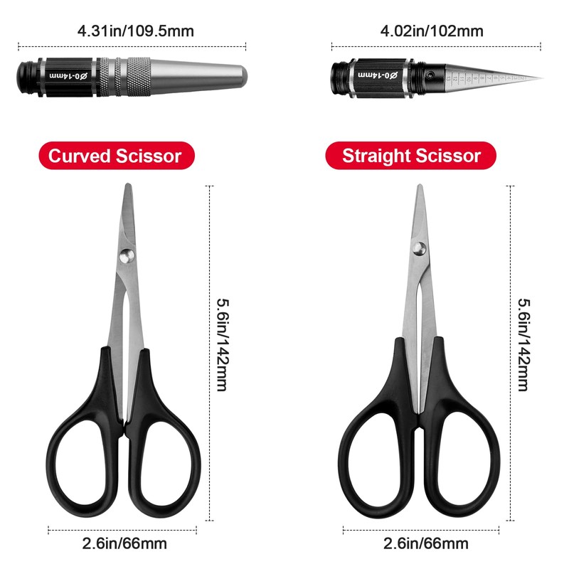 FriHobby 0-14mm RC Body Reamer Curved & Straight Body Scissors