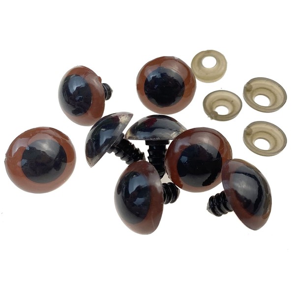 100PCS Brown Plastic Safety Screw Eyes Craft Eyes with Washer