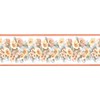 Dundee Deco BD6175 Prepasted Wallpaper Border - Floral Fire Orange,