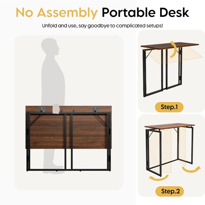 alawooder Folding Desk 30 Inch - No Assembly Small Foldable