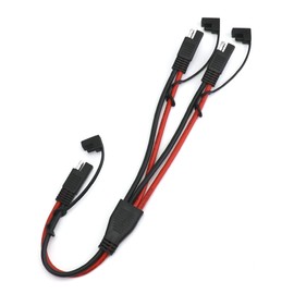 QWORK SAE DC Power Automotive Extension Cable, 10AWG 1 to 2 SAE Quick Disconnect/Connect Cable, 2-Way Splitter, for Solar Battery Connection and Transfer -40cm