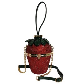 Lyuxhetaokdiq Women Strawberry Shaped Handbag Crossbody Shoulder Bag PU Leather Unique Novelty Strawberry Purse, Red
