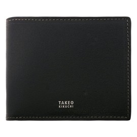 Takeokikuchi 728615 Men's Bi-fold Wallet, Genuine Leather, Max, Bifold Wallet, Foldable, Cowhide Leather, 01: Black