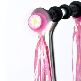UPSTORE 1Pair Colorful Bicycle Scooter Grips Sparkle Tassel Ribbon Handgrip Handlebar Streamers Accessories for Girls Trike Bike Decoration (Pink)