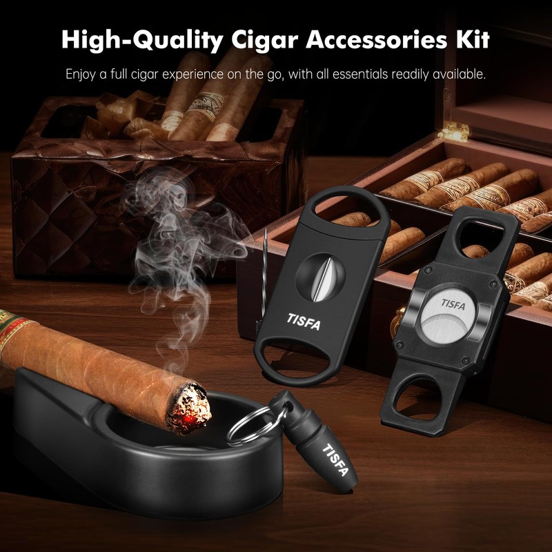 TISFA Cigar Ashtray Set, Portable Ash tray for Outdoor, Hole