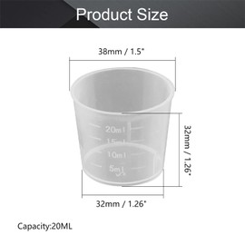 Othmro Measuring Cup 20ml PP Plastic Graduated Beaker Transparent for Lab Kitchen Liquids 20pcs