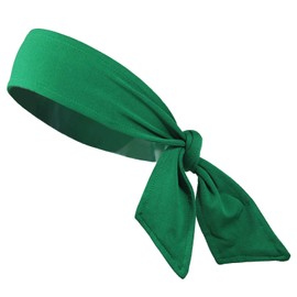 Kenz Laurenz Headbands Tie on Headband for Women Men Running Athletic Hair Head Band Elastic Sports, Basketball, Stetchy Yoga Workout Sweatbands Adjustable Non-Slip Moisture Wicking (Green)