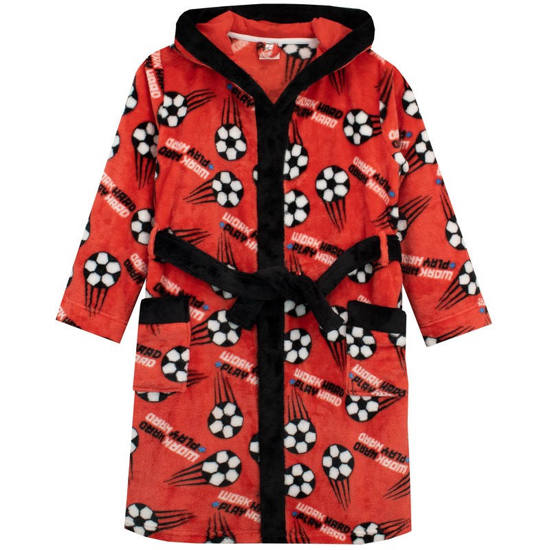 Harry Bear Boys Football Dressing Gown, red