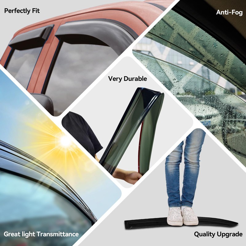 YQAUTEC Window Visors Rain Guards for 2007-2012 Dodge Caliber Sedan,