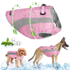Dog Cooling Coat, Summer Puppy Cooling Vest with Sun Protection, Evaporative Cooling - Safe, Effective, Breathable Mesh Ice Vest with Adjustable Zip and Reflective Cooling Jacket, XL