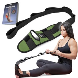 DMoose Fitness Foot & Calf Stretcher with Adjustable Padded Stretching Strap for Plantar Fasciitis, Hamstring, Heel Spurs and Achilles Tendonitis Relief - Yoga Leg Stretch Strap (Military Green)