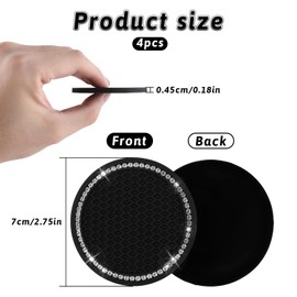 4 Pack Bling Car Coasters Universal Cup Holder Insert With Crystal Rhinestone 2.75 Inch Anti Slip Coasters Vehicle Interior Accessories for Girls, Women, Black