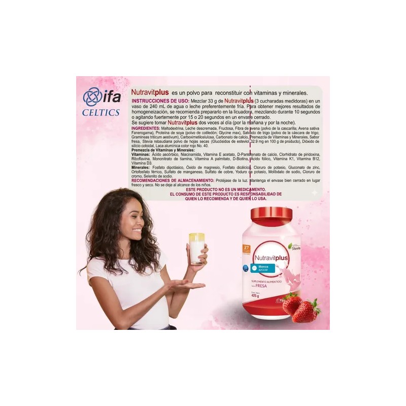 Nutravit Plus Ap Alto En Proteínas Fresa C Stevia 425g