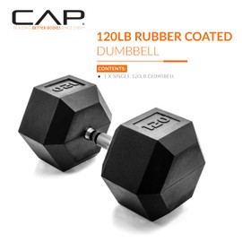 CAP Barbell 120 LB Coated Hex Dumbbell Weight, New Edition (SDRIS-120)