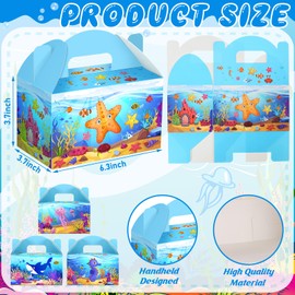 Dunzoom 24 Pcs Party Favors Treat Boxes Goodie Bags Candy Gift Boxes for Party Favors Gable Box with Handles for Girls Birthday Party Supplies(Blue,Sea)