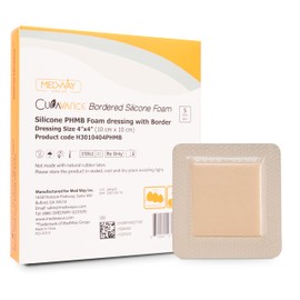MedVance - Bordered Silicone PHMB Adhesive Foam Dressing Size 4"x4" (2.7"x2.7" pad), Box of 5 dressings