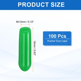 HARFINGTON 100pcs Round Rubber End Caps 3.5mm ID Bolt Covers Caps Vinyl Rubber Flexible Screw Thread Protectors for Metal Tube Rod Bolts, Light Green