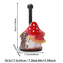 Mloarts Bunny and Mushroom Paper Towel Holder, 13 Inches, Decorative Kitchen Countertop Stand, Black