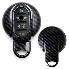 iJDMTOY Glossy Black Carbon Fiber Pattern Key Fob Shell Compatible with Mini Cooper 2014/2015-up 3rd Gen F54 F55 F56 F57, 2017-up 2nd Gen F60 Countryman