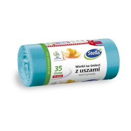 Stella 009718 Bin Liners with Handles, 35 L, Colour: Turquoise, Pack of 30, Rubbish Bags, Rubbish Bags, Rubbish Bags for Household Rubbish Office, Made of HDLD Film