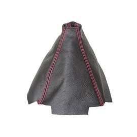 GEAR GAITER BLACK LEATHER WITH RED STITCHING