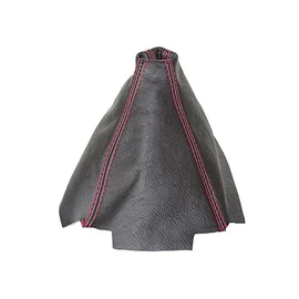 GEAR GAITER BLACK LEATHER WITH RED STITCHING