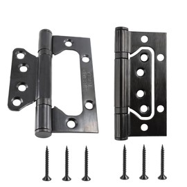 Bociloy 2Pcs 4 x 3 Inch Non-Mortise Door Hinges, Stainless Steel, Modern/Contemporary Style, Black, Plated Finish
