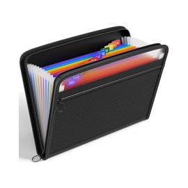 ThinkTex File Organisers, 12 Pockets Expanding File Folder, A4 Size Accordion Folder Expandable File Organiser with Lid, Rainbow Document Organiser for Filing Folders and Storage Files